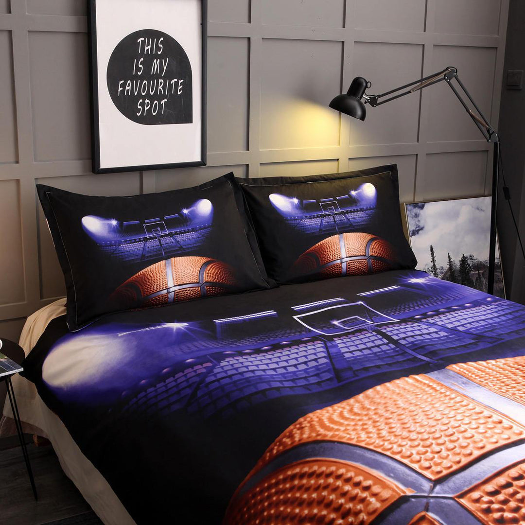 Bedclothes Basketball Print Bedding Set Quilt Duvet Cover Pillowcase Decor Bedding Sets - Trendha