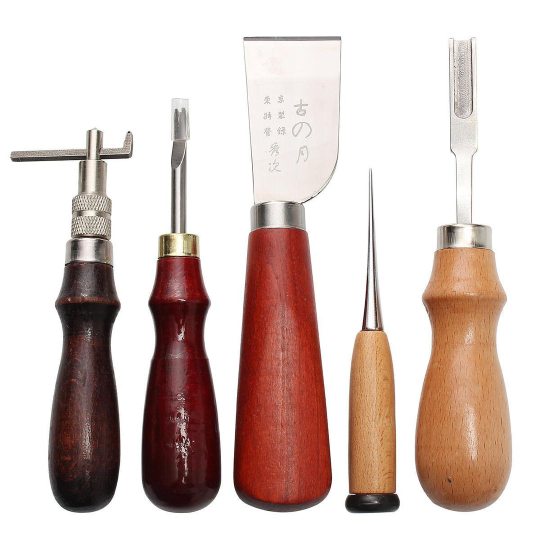 37Pcs Leather Craft Tool Kit Hand Sewing Stitching Punch Saddle Carving Work - Trendha