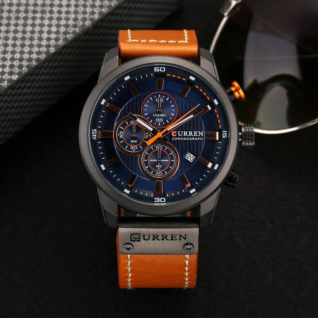 CURREN 8291 Casual Style Multi Function Quartz Watch Date Display Men Wrist Watch - Trendha