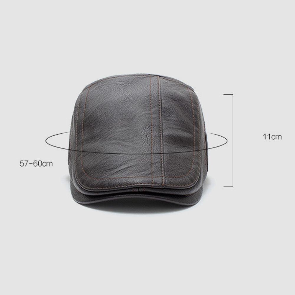 Men Faux Leather Solid Color Sunscreen Keep Warm Casual Forward Hat Beret Hat - Trendha