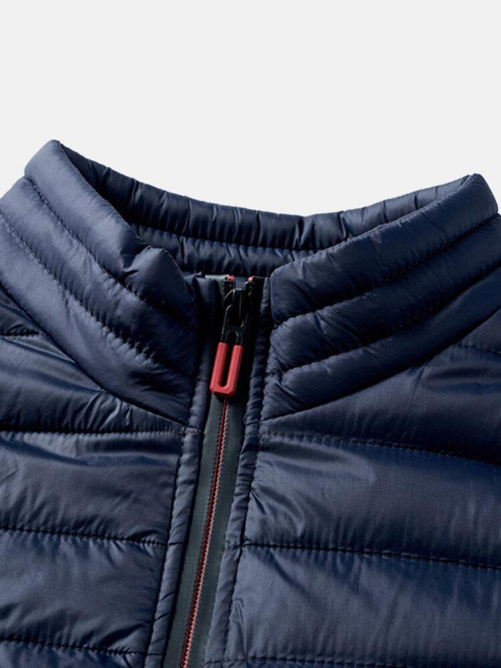 Mens Zip Front Quilted Solid Basic Padded Coats With Pocket - Trendha