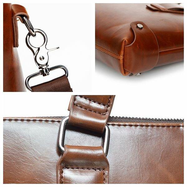 Vintage PU Leather Business Handbag Crossbody Shoulder Bag - Trendha