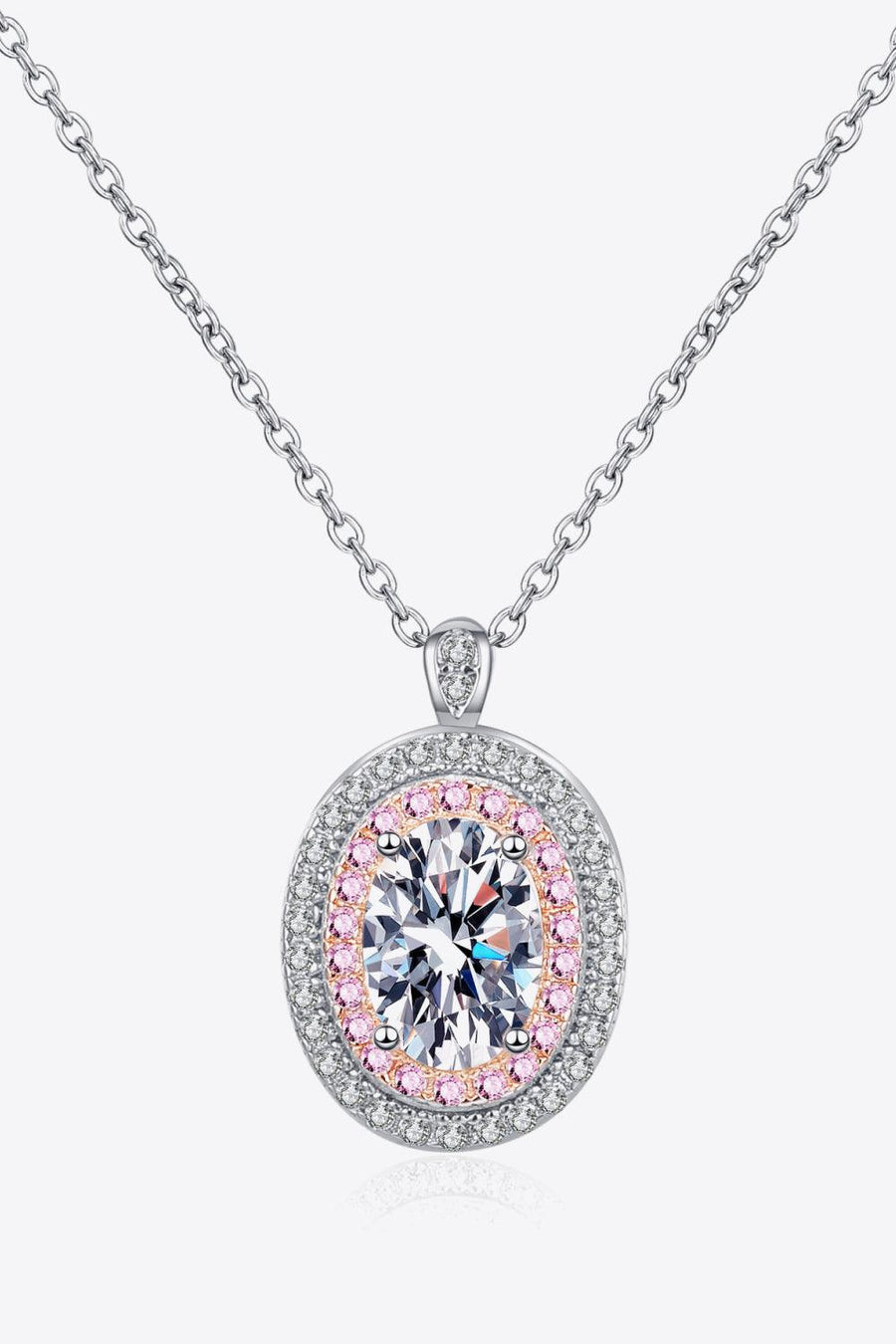925 Sterling Silver Rhodium-Plated 1 Carat Moissanite Pendant Necklace - Trendha