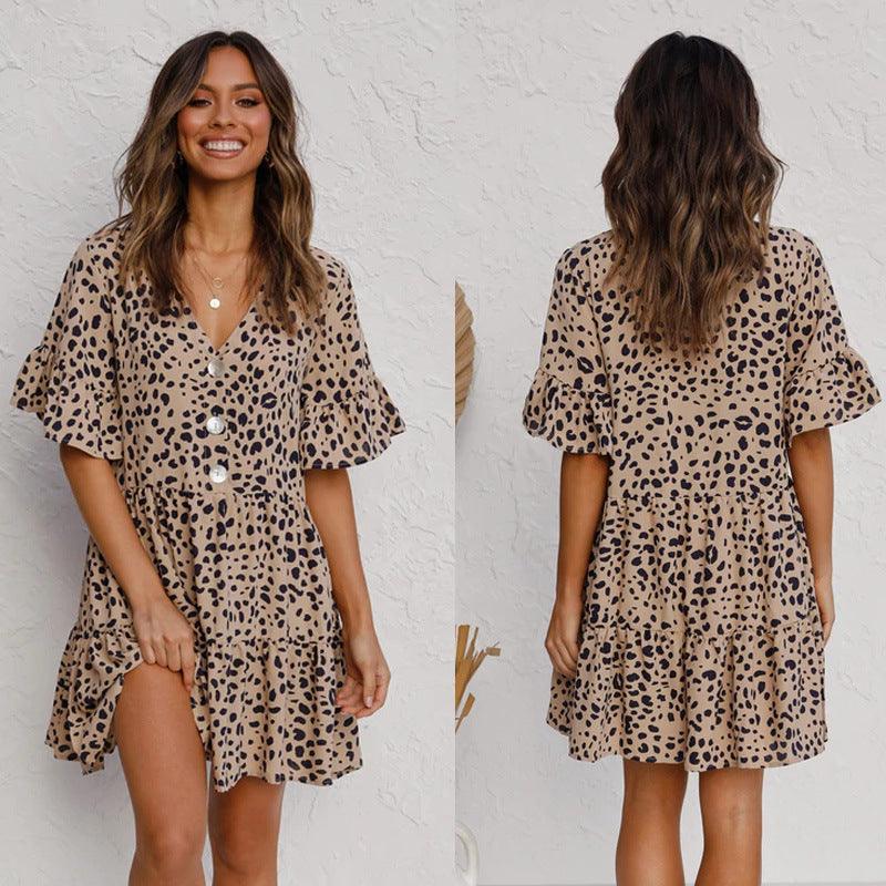 Flounces leopard print dress - Trendha