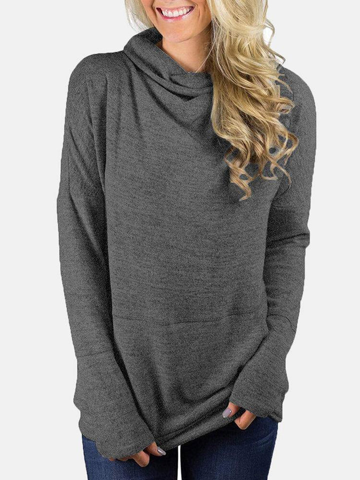 Women Knit High Neck Long Sleeve Casual Pullover Sweaters With Pocket - Trendha