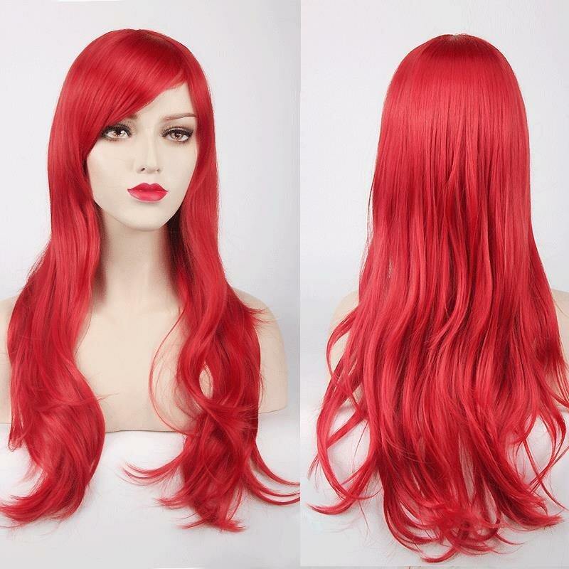 70CM Long Synthetic Costume Cosplay Wig High Temprature Fiber Hair Extensions For Women Dark Purple Hair - Trendha