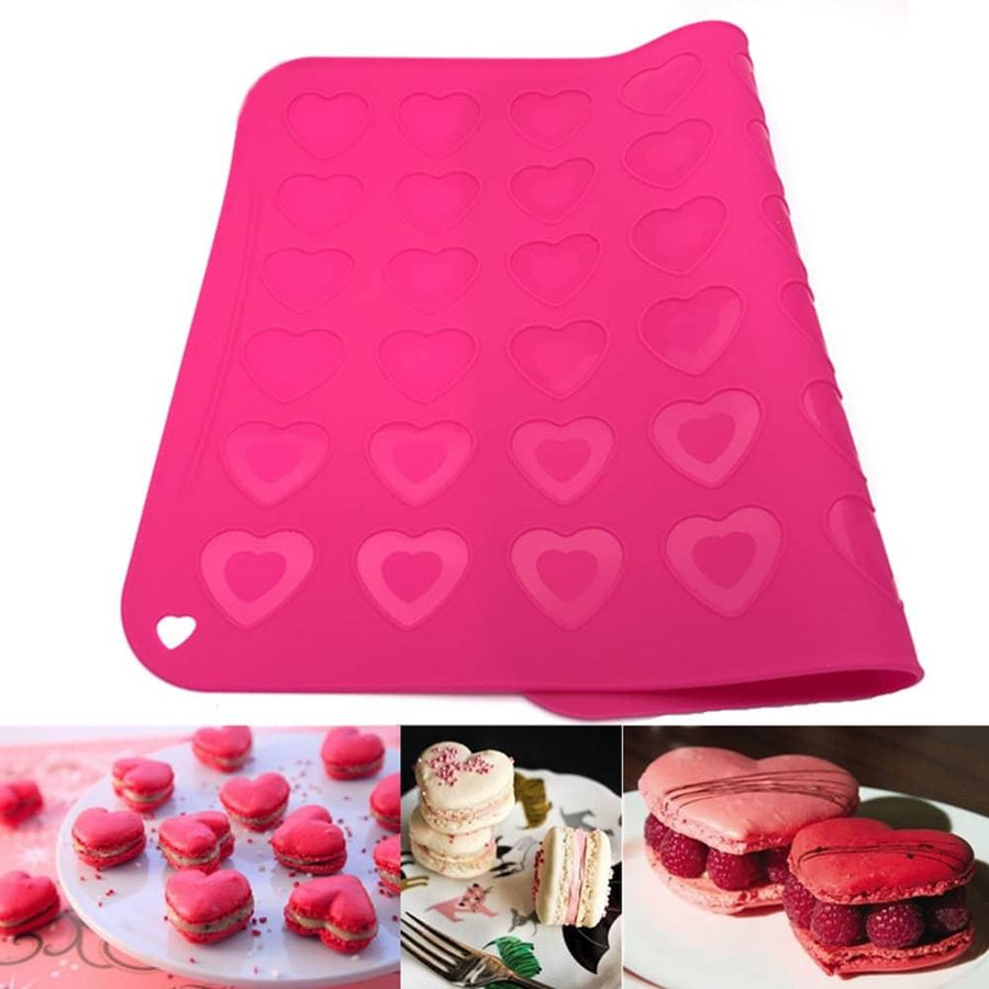 42 Hearts Shaped Pink Food Grade Silicone Macaron Mold - Trendha