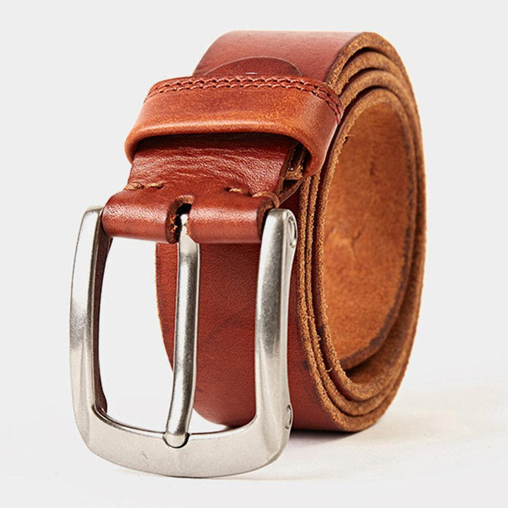 Men Genuine Leather 105/110/115/120/125/130cm Retro Wild Pin Buckle Jeans Suits First Layer Cowhide Belt - Trendha