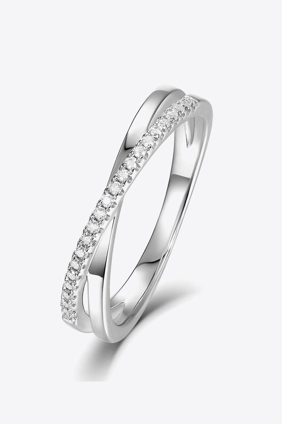 925 Sterling Silver Crisscross Moissanite Ring - Trendha