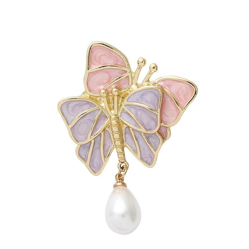 Simple Butterfly Pearl Earrings Alloy Butterfly Pearl - Trendha