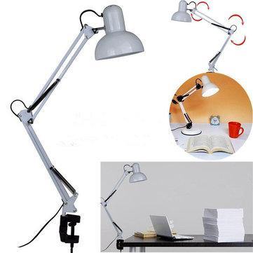 Adjustable Swing Arm Bedside Lamp Clamp On Study Reading Desk Table Light - Trendha