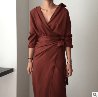 Irregular hip wrap dress - Trendha