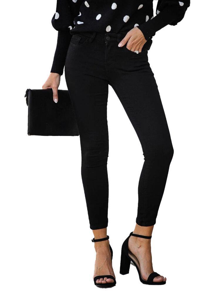 Casual Women Zipper Slim Long Denim Jeans - Trendha