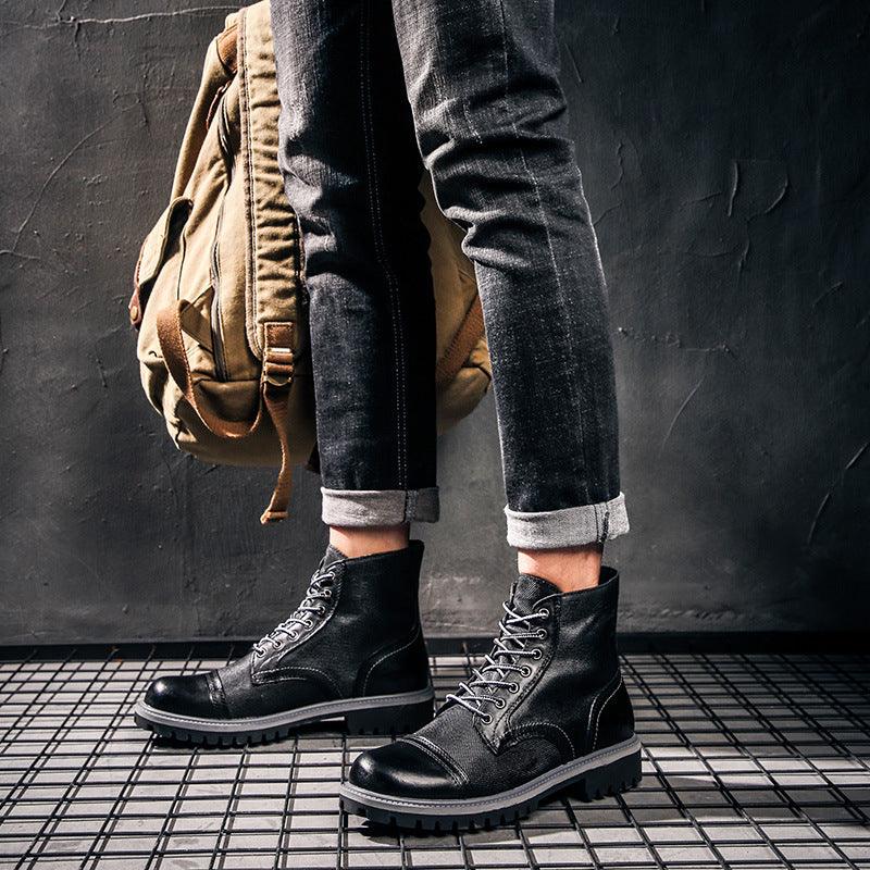 Vintage leather overalls desert boots