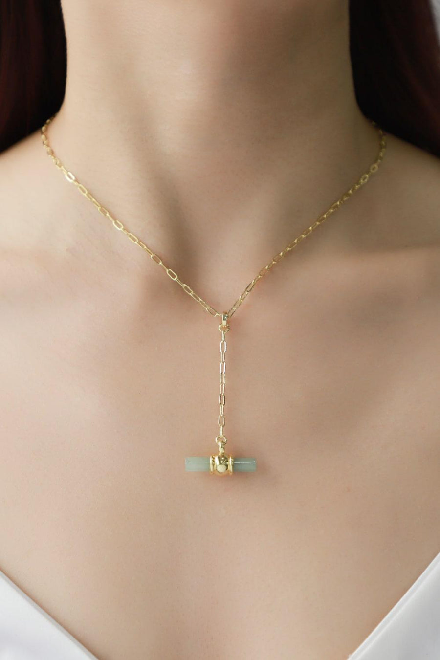 Gold-Plated Bar Pendant OT Chain Necklace - Trendha