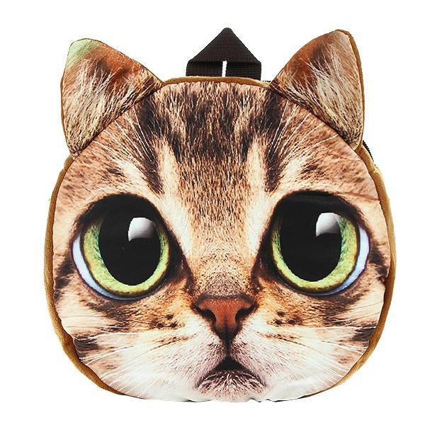 3D Cartoon Dog Cat Face Pattern Women Backpack Animal Schoolbag - Trendha