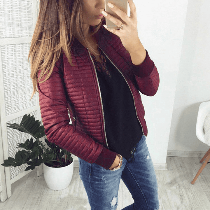 Zipper cardigan solid color jacket - Trendha