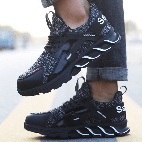 Fashion Work Shoes Men's Outdoor Light Breathable Safety Sneakers Boots Steel Toe Anti Smashing Safety Shoes - Trendha