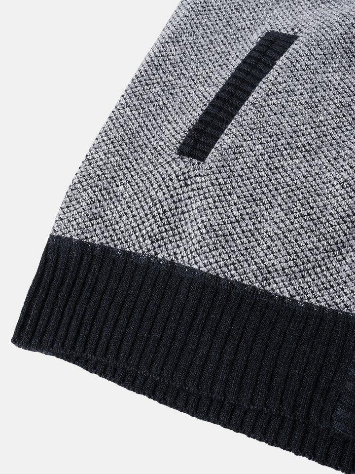 Mens Knit Zip Front Slant Pocket Thick Warm Sleevless Vests - Trendha