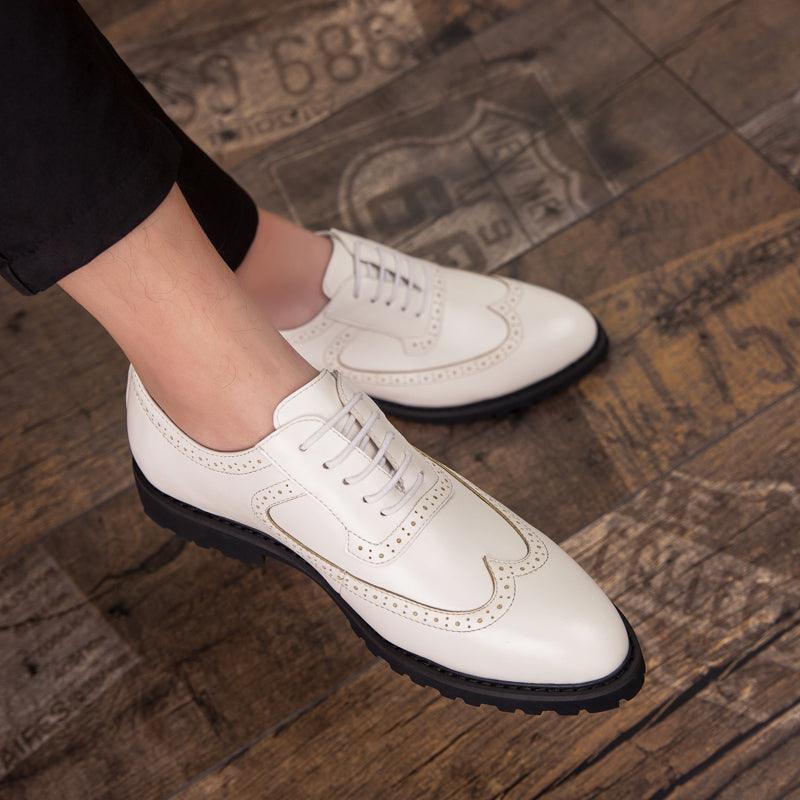 Men's Small Leather Shoes Business Suits British Bullock White Men's Shoes - Trendha