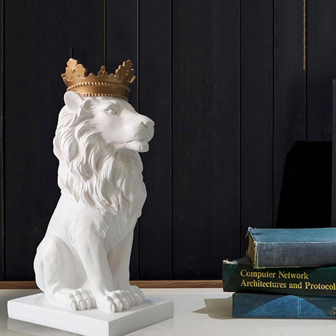 Nordic Style Crown Lion Statue Handicraft Decorations for Home Office Hotel Desk - Trendha