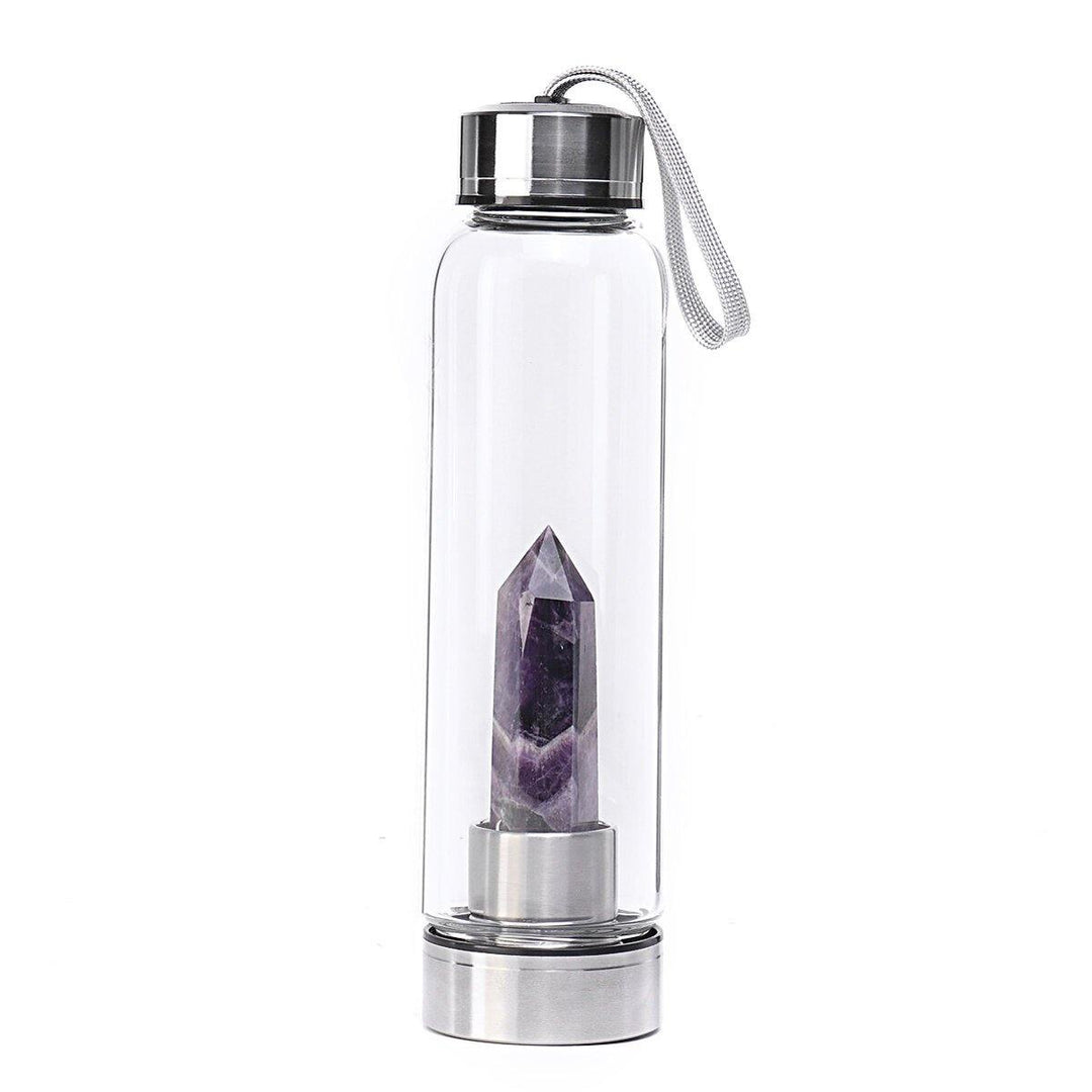 Natural Gemstone Crystal Healing Obelisk Wand Elixir Quartz Water Bottle - Trendha