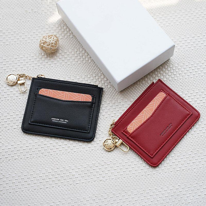 Women Solid 5 Card Slots Hardware Mini Wallet Purse - Trendha