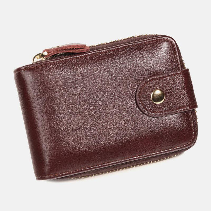 Men Genuine Leather RFID Anti-theft Multi-slot Hand-carry Purse Card Wallet - Trendha