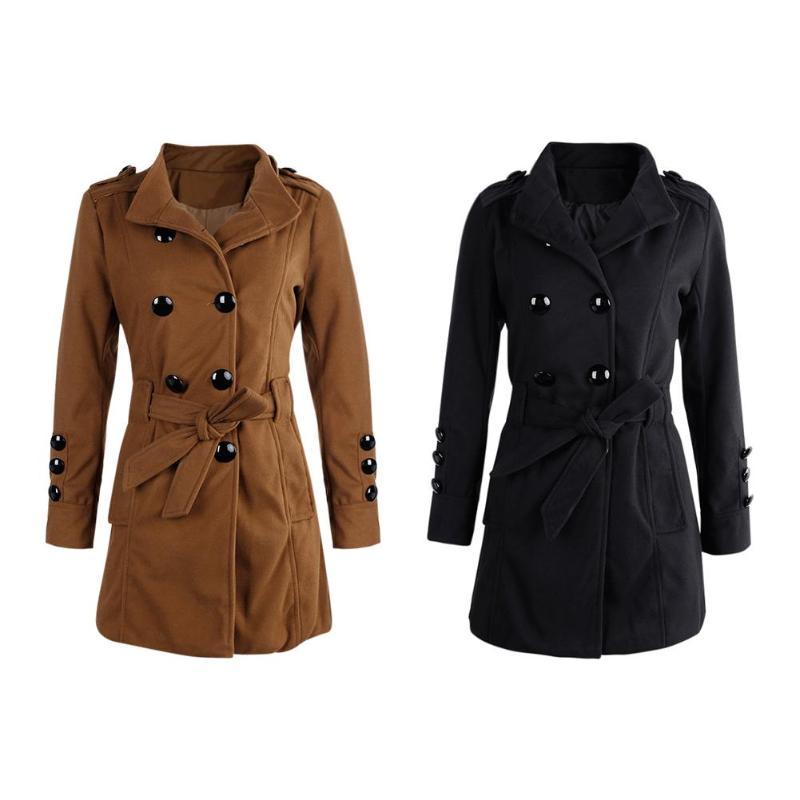 Polyester-Blend Stand-Collar Coat