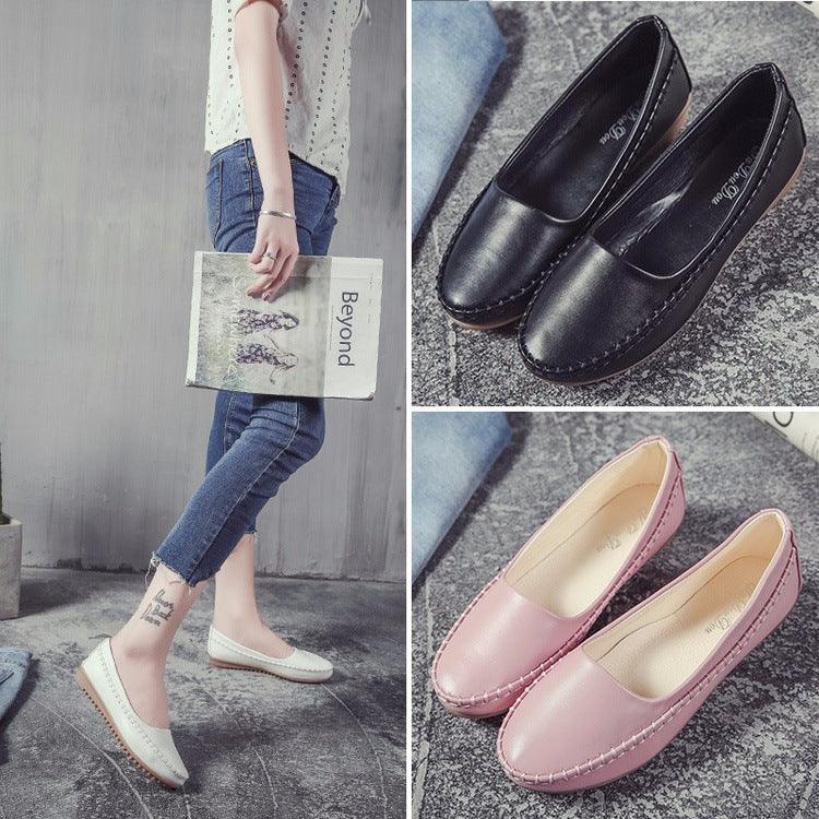 Round Toe Slip-on Grandma Style Flat Shoes