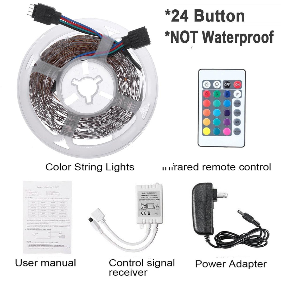 DC12V 2835SMD 5M 300LED Strip Light Waterproof Non-waterproof RGB Lamp + 24/44 key IR Controller+ Power Adapter - Trendha