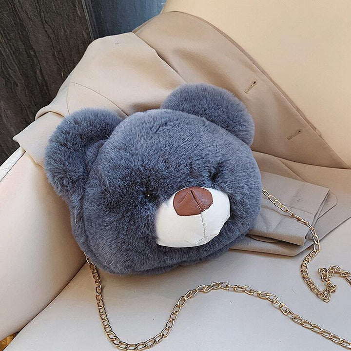 Women Cute Plush Bear Chains Shoulder Bag Crossbody Bag - Trendha