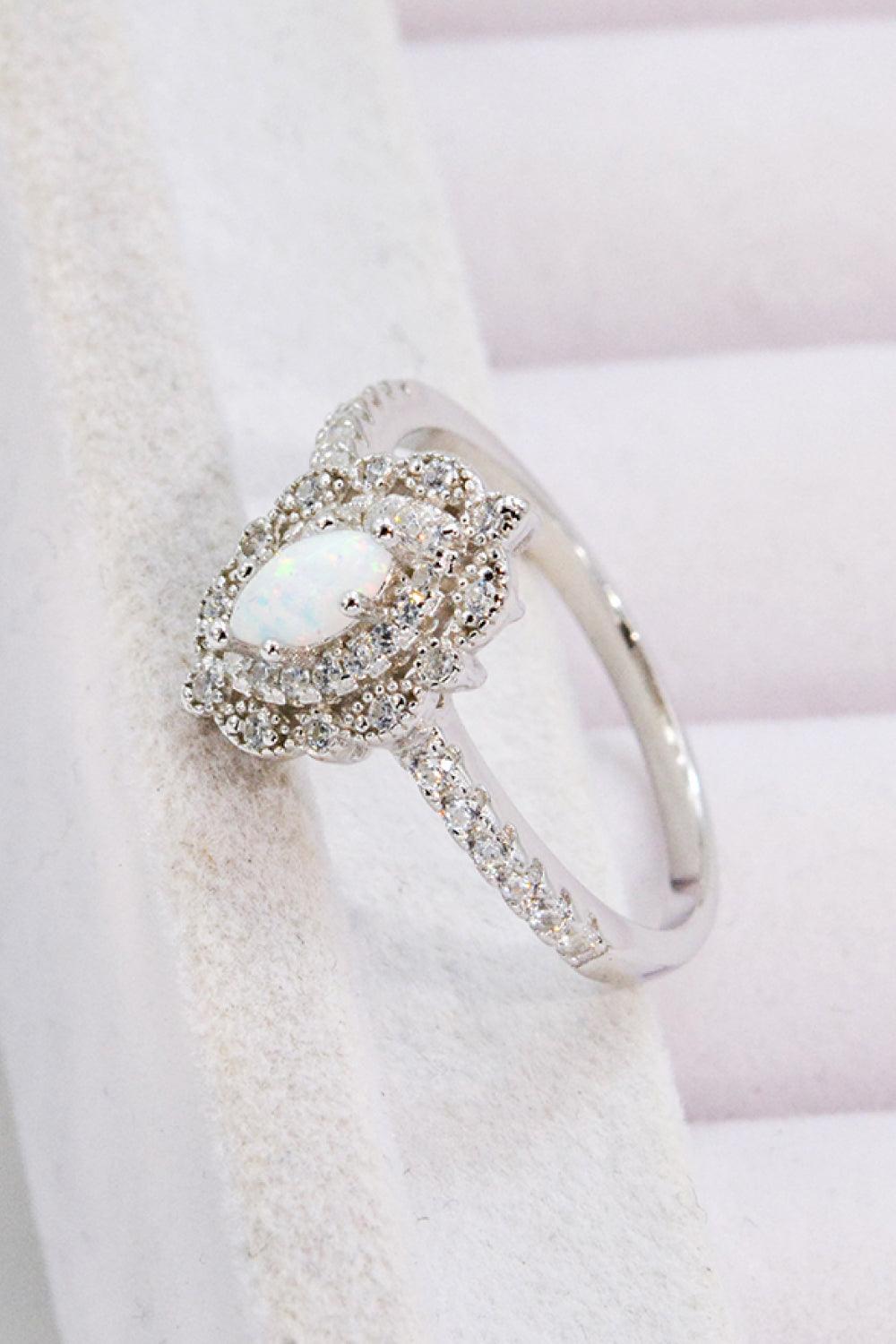 Modern Love Story Opal and Zircon Ring - Trendha