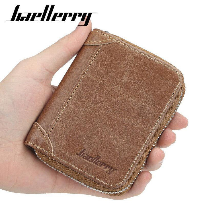 Baellerry Men Faux Leather Multi-card Zipper Wallet Driver's License Card Bag - Trendha