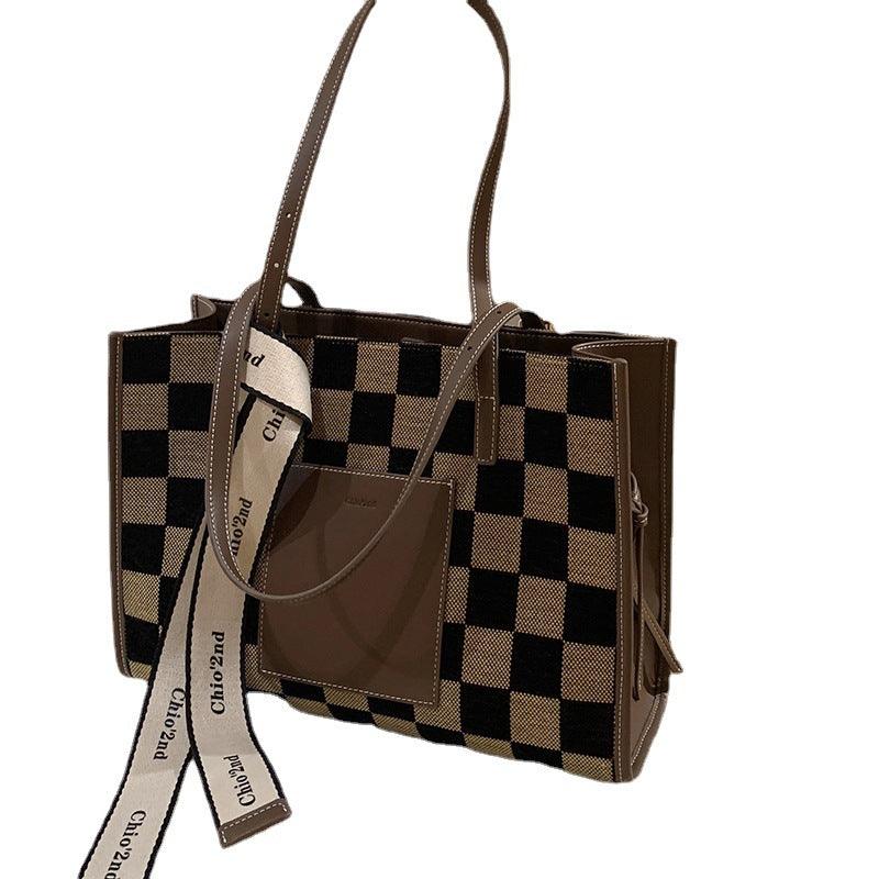 Ladies Fashion Retro Checkered Shoulder Bag - Trendha
