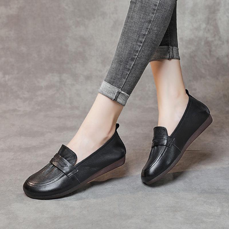 Fashion Women's Retro Leather Soft Sole Shoes - Trendha