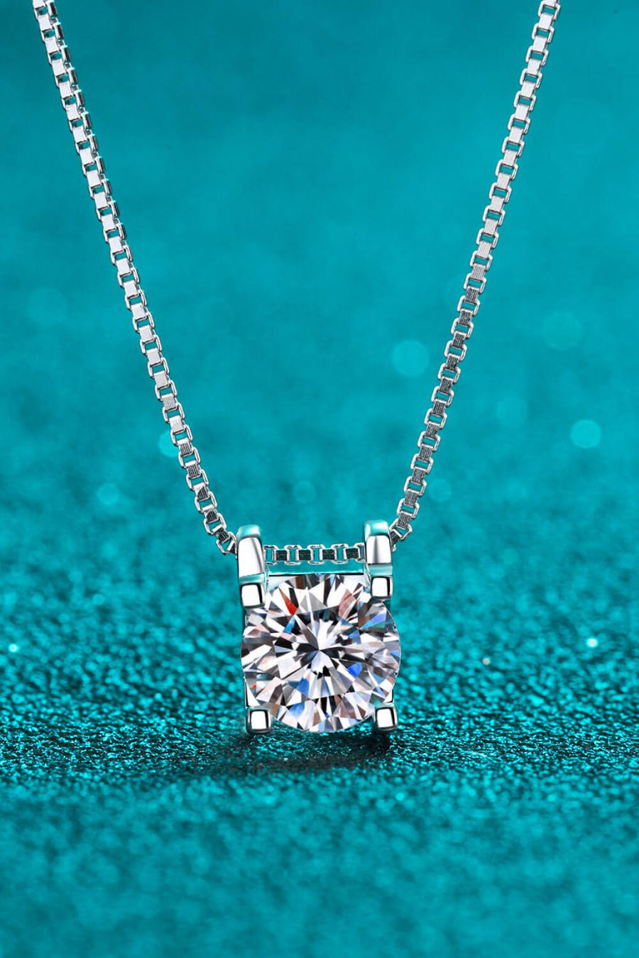 1 Carat Moissanite 925 Sterling Silver Chain Necklace - Trendha
