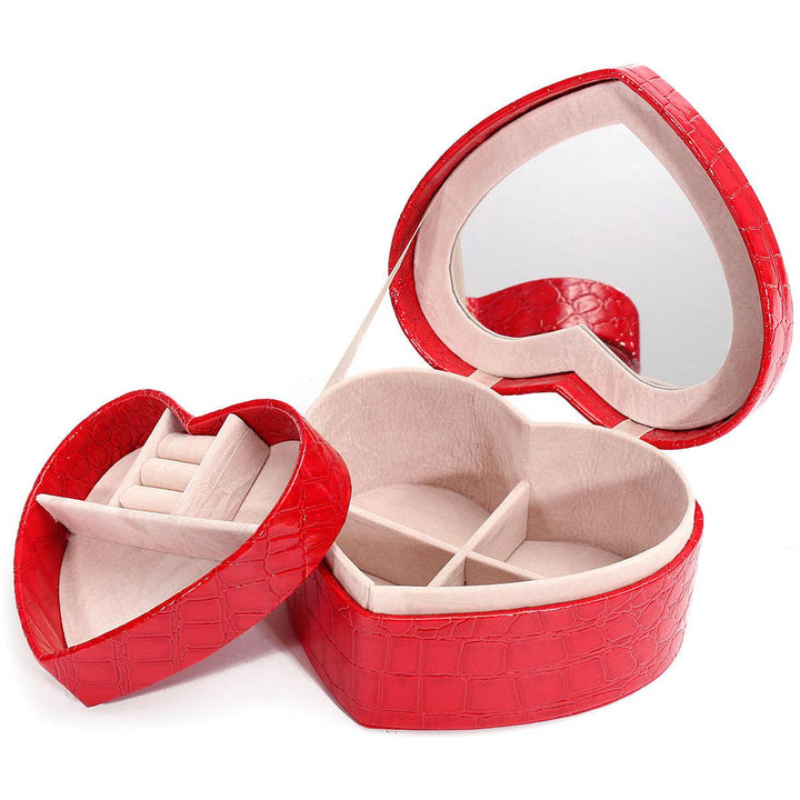 PU Leather Heart Shape Necklace Ring Earrings Jewelry Organizer Box - Trendha
