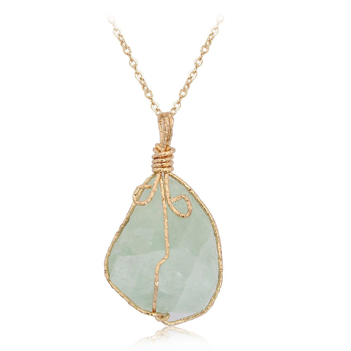 Natural stone pendant irregular crystal rough necklace - Trendha