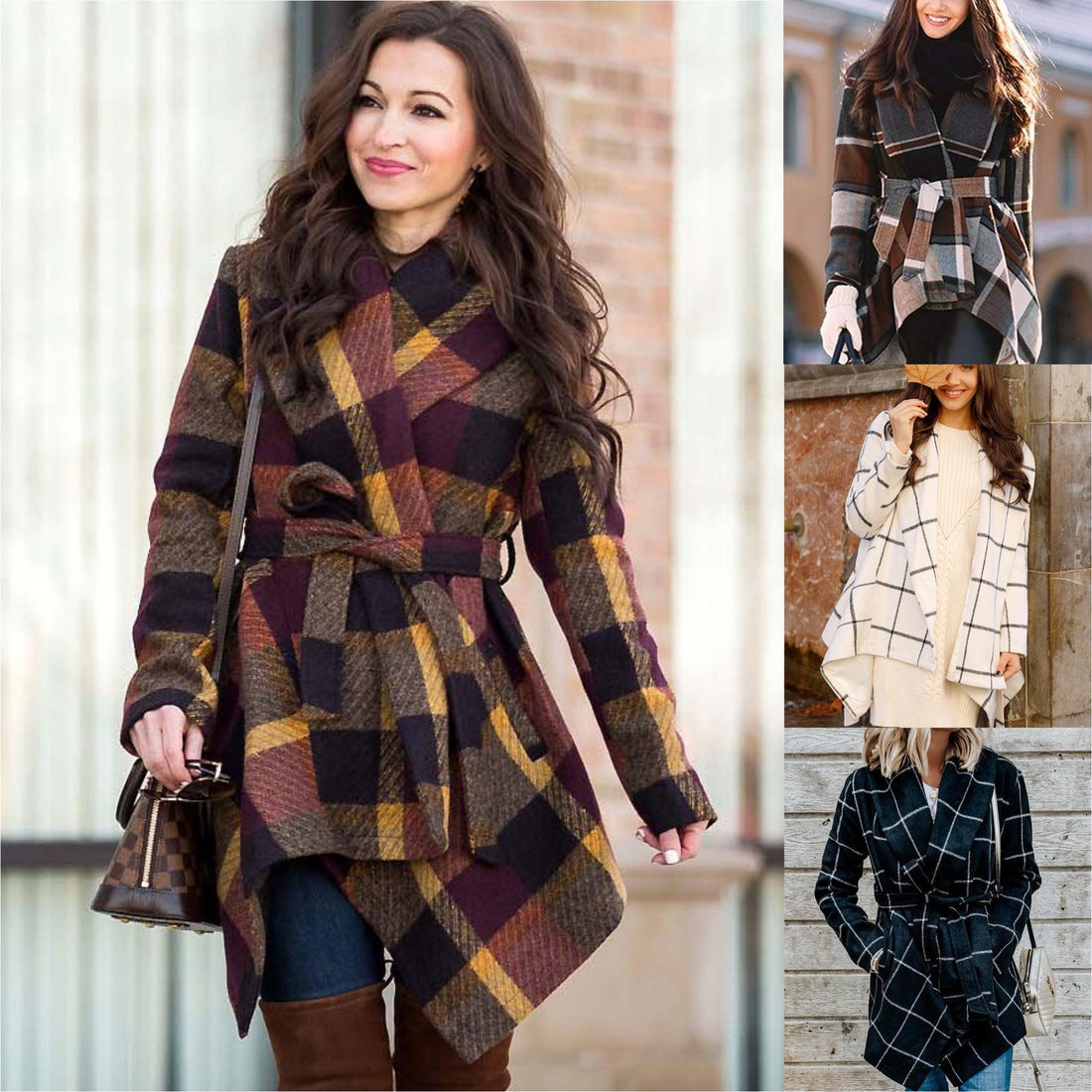 Polyester coat autumn and winter women's Plaid