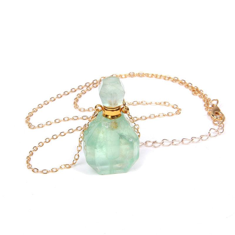 Perfume bottle crystal pendant necklace - Trendha