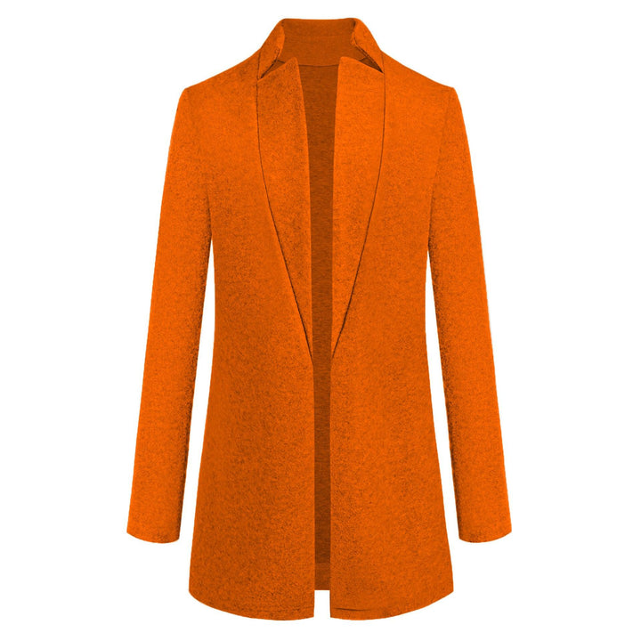 Fashion solid color stand collar woolen coat - Trendha