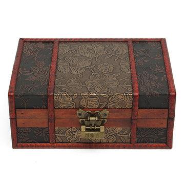 Red Vintage Retro Flower Carved Wooden Jewelry Gift Collect Box Case Holder - Trendha