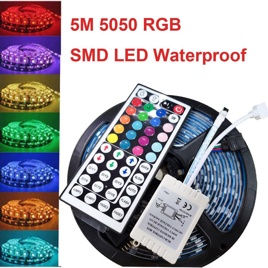 5M 5050 RGB SMD LED Waterproof Flexible Strip 300 LEDs and 44 Key IR Remote - Trendha