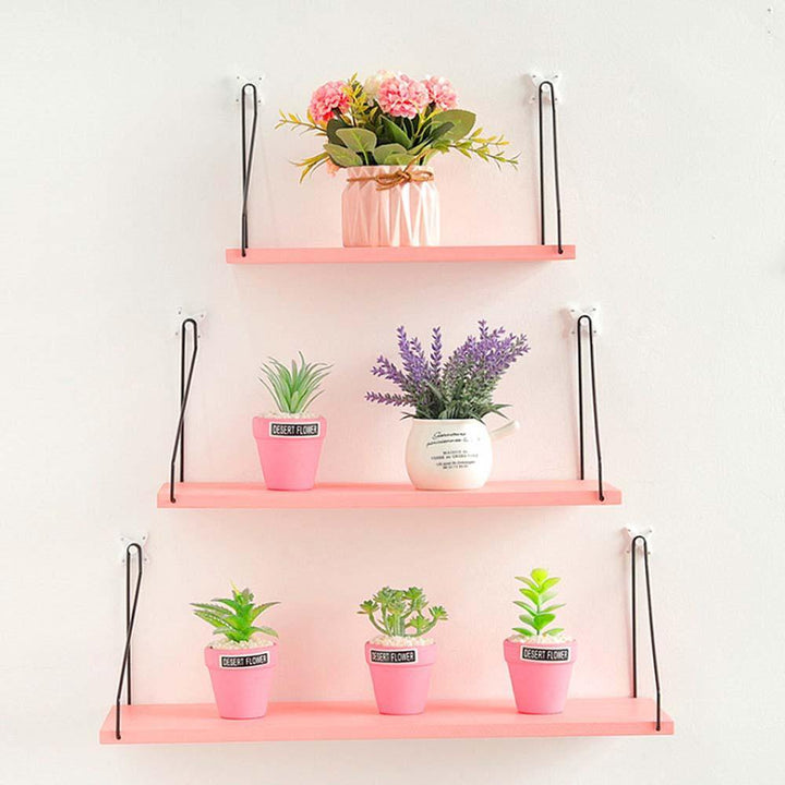 Pink Household Wooden Hanging Holder Wall Mount Rack Creative Home Hooks - Trendha
