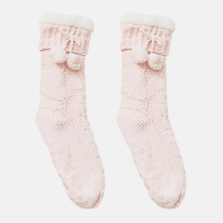Women Warm Winter Outdoor Solid Color Plus Velvet Thicken Home Sleep Socks Tube Socks With Fluff - Trendha