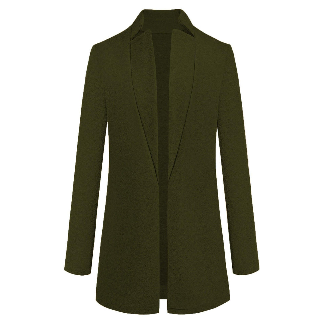 Fashion solid color stand collar woolen coat - Trendha