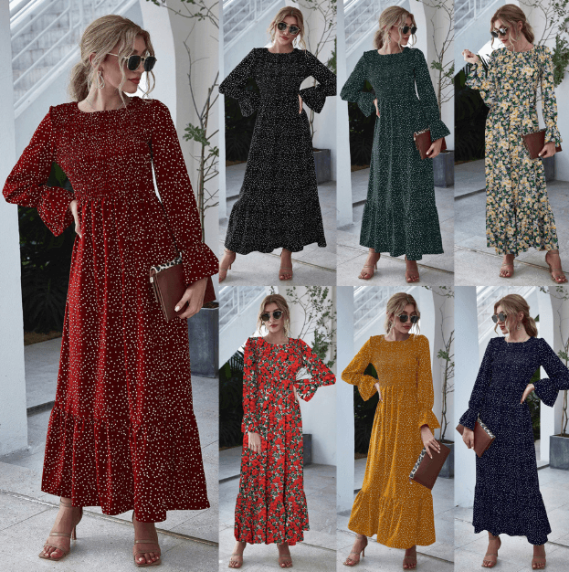 Polka dot long sleeve dress