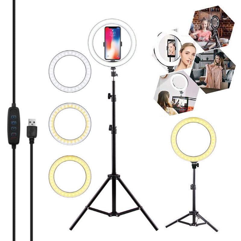 LED Ring Light Studio Fill Light Dimmable Lamp Tripod Stand Phone Clip For Photo Makeup Live Youtube Tiktok Streaming Broadcast - Trendha