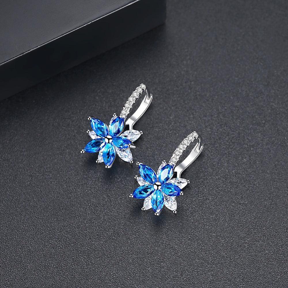 Fashion earrings snowflake zircon earrings horse-eye multicolor earrings - Trendha
